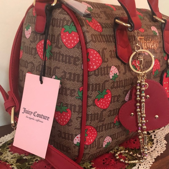 NWT Juicy Couture  Freshly Picked Satchel w/Strawberry Charm/Keychain - Picture 6 of 9